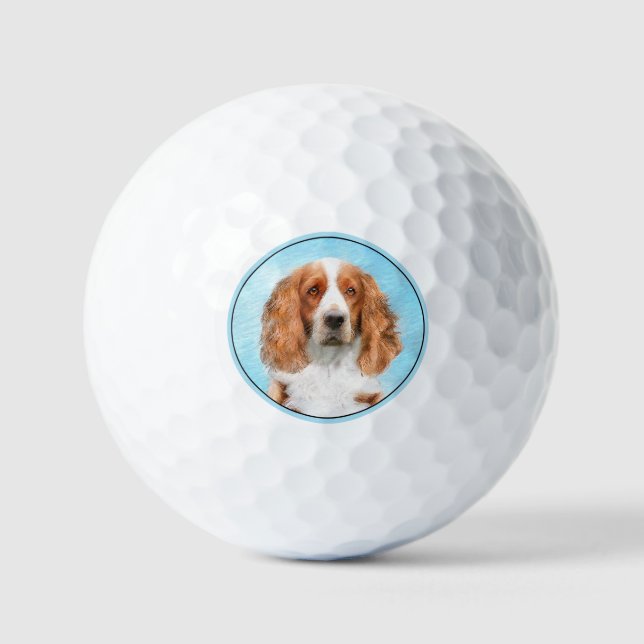 Balles De Golf Peinture de Welsh Springer Spaniel - Art canin ori (Recto)