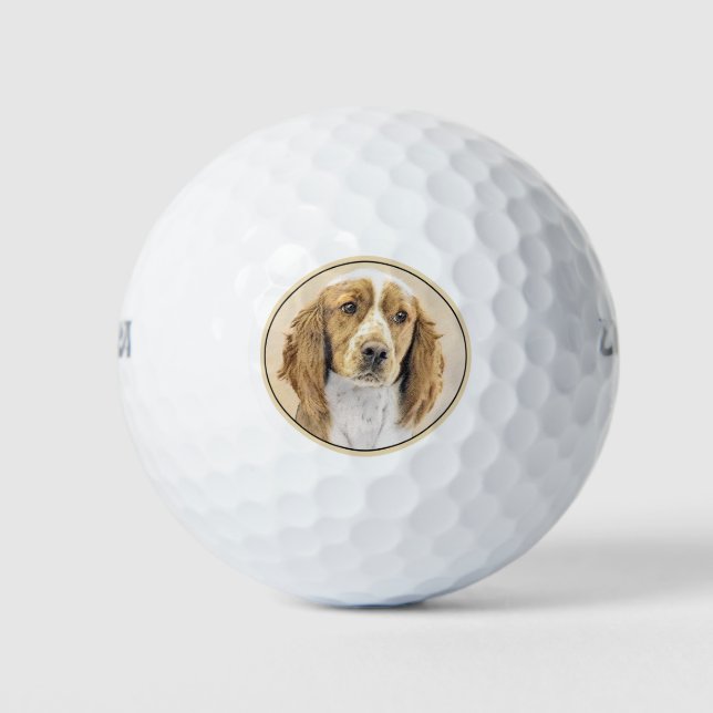 Balles De Golf Peinture d'espagnol Welsh Springer - Art original  (Devant)