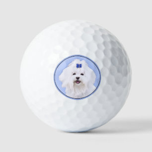 Balles De Golf Peinture maltaise - Joli art original pour chien