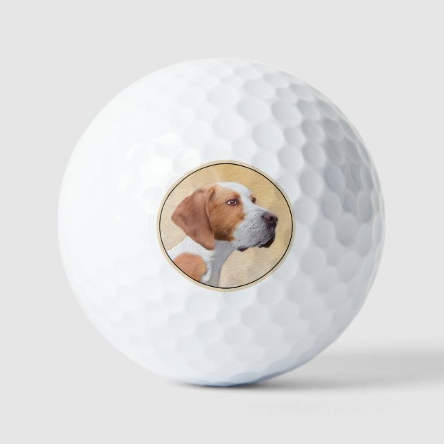 Balles De Golf Peinture Pointer - Joli Art Original de Chien (Recto)