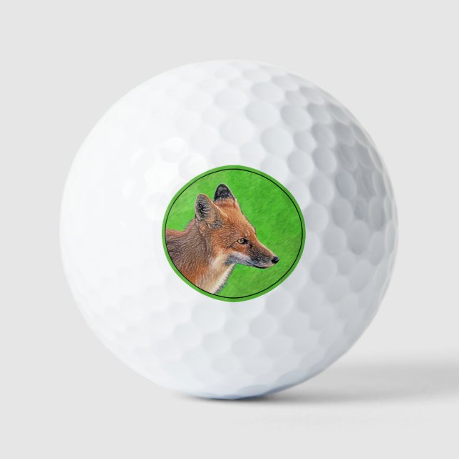 Balles De Golf Peinture Red Fox - Art original de la faune (Recto)