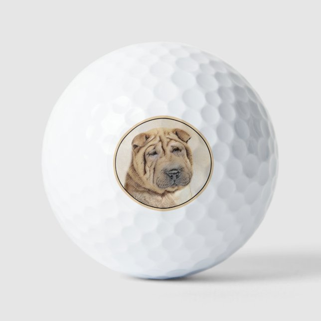 Balles De Golf Peinture Shar Pei - Cute Original Chien Art (Recto)