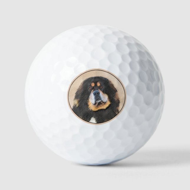 Balles De Golf Peinture Tibétaine Mastiff - Joli art original chi (Recto)