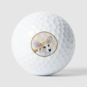 Balles De Golf Pembroke Welsh Corgi Peinture - Art Chien original