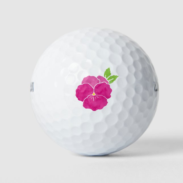 Balles De Golf Pensée Rose Magenta à l'aquarelle (Devant)