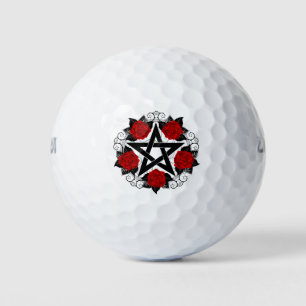 Balles De Golf Pentagramme aux roses rouges