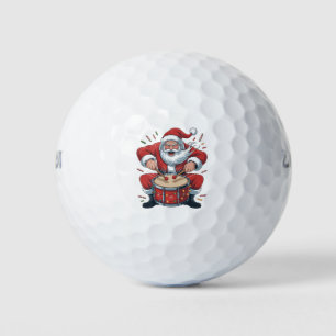 Balles De Golf Père Noël jouant de la batterie Batteur de Noël Xm