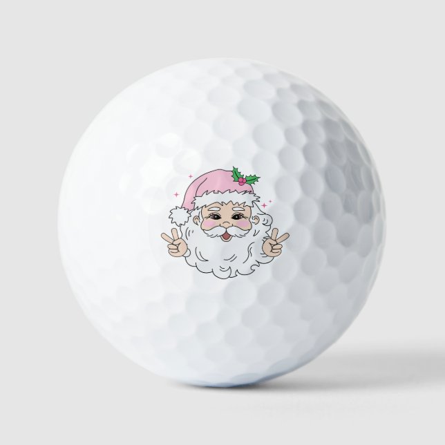 Balles De Golf Père Noël Rose Drôle de Noël (Recto)