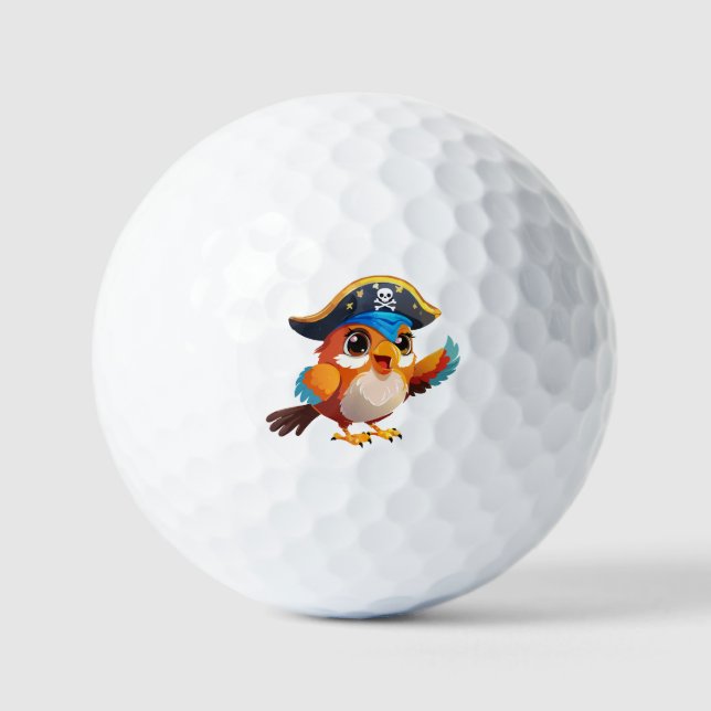 Balles De Golf Perroquet pirate de dessin animé mignon (Recto)
