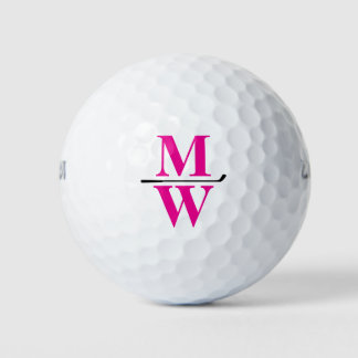 Balles De Golf Personalized 2-Initials Pink Monogram 