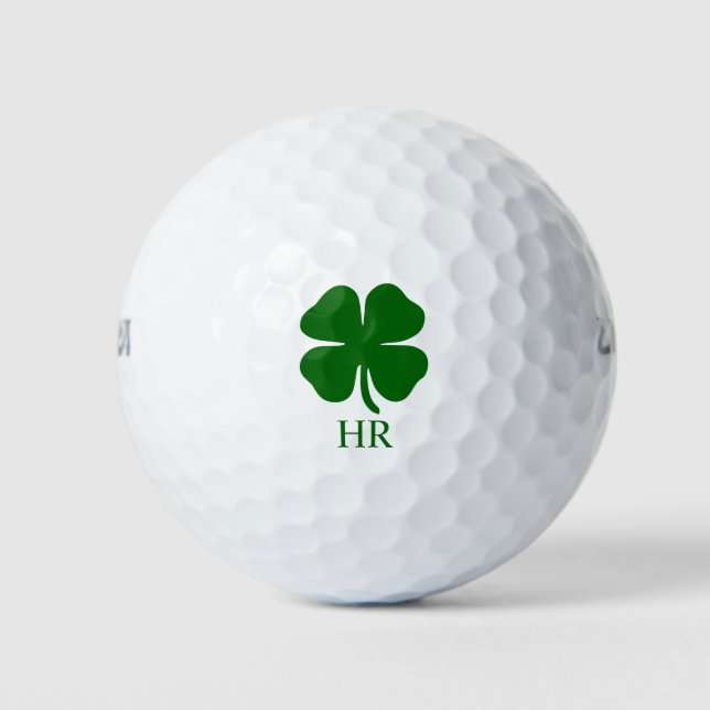 Balles De Golf Personalized Monogram Green Clover (Devant)