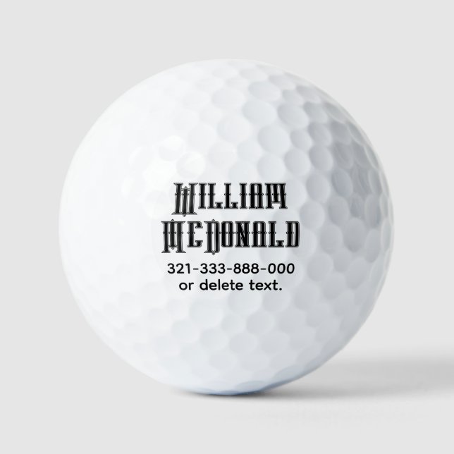 Balles De Golf Personalized Name Golf Balls Template GOTHIC 6 (Recto)