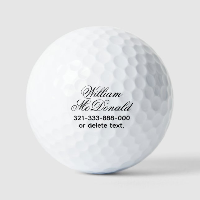 Balles De Golf Personalized Name Golf Balls Template SCRIPT 12 (Recto)