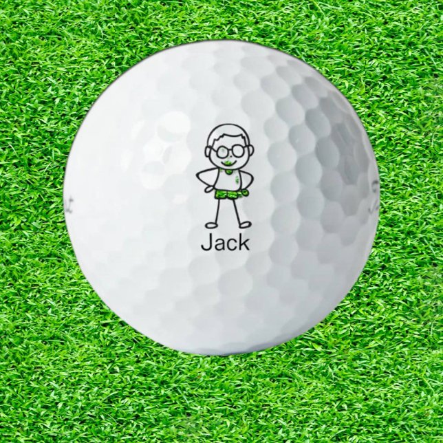 Balles De Golf Personnages en allumettes de gribouillis (Son adorable doodle stick people golf balls)
