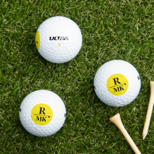 Balles De Golf Personnalisé 3 lettres initiales Monogramme jaune