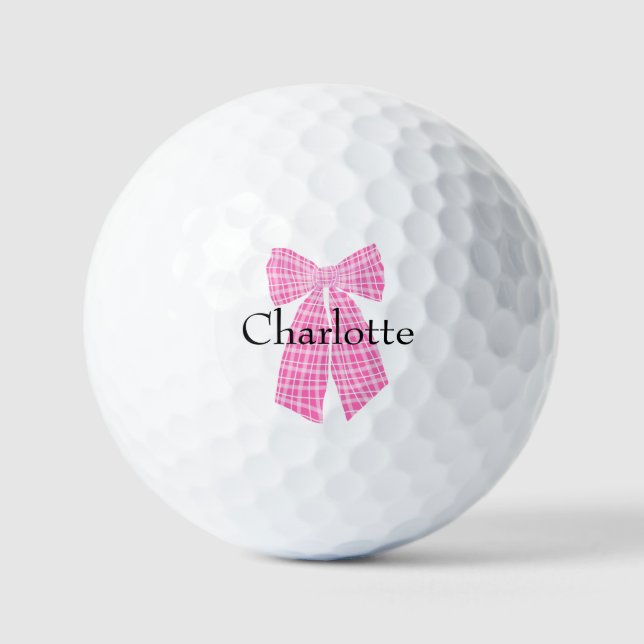 Balles De Golf Personnalisé En vichy rose romantique Coquette Bow (Recto)