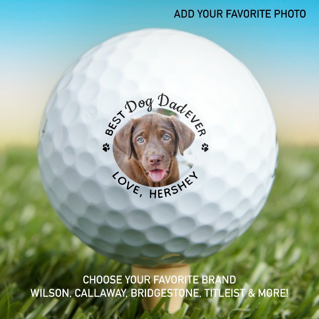 Balles De Golf Personnalisé Meilleur Chien Papa Jamais Photo Mode (Créateur téléchargé)