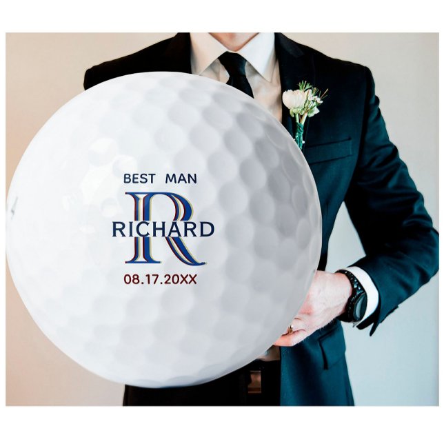 Balles De Golf Personnalisé Nom Monogramme Meilleur Mariage Homme (Créateur téléchargé)