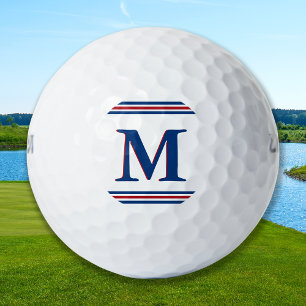 Balles De Golf Personnalisé Trois bandes Monogramme Golfer Rouge