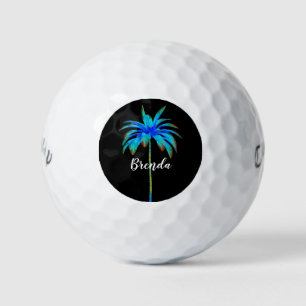 Balles De Golf Personnalisé Tropical Turquoise Blue Palm Tree