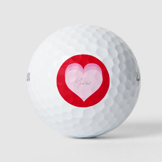Balles De Golf Personnalisé Valentine coeur teintes rose Golf Bal (Devant)