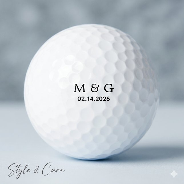 Balles de golf personnalisées avec monogramme et d (Custom Monogram and Date Personalized Golf Balls)
