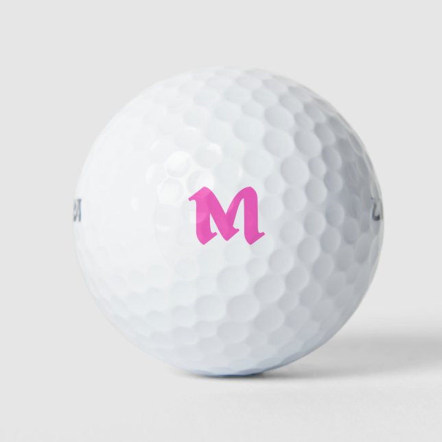 Balles de golf personnalisées avec monogramme rose (Devant)