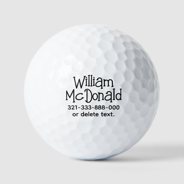 Balles de golf personnalisées avec nom Modèle FUN  (Recto)