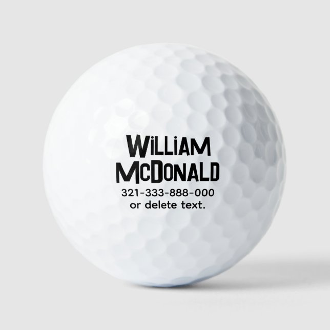 Balles de golf personnalisées avec nom Modèle FUN  (Recto)