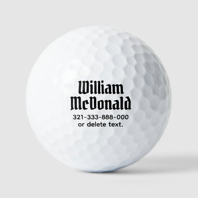 Balles de golf personnalisées avec nom modèle GOTH (Recto)