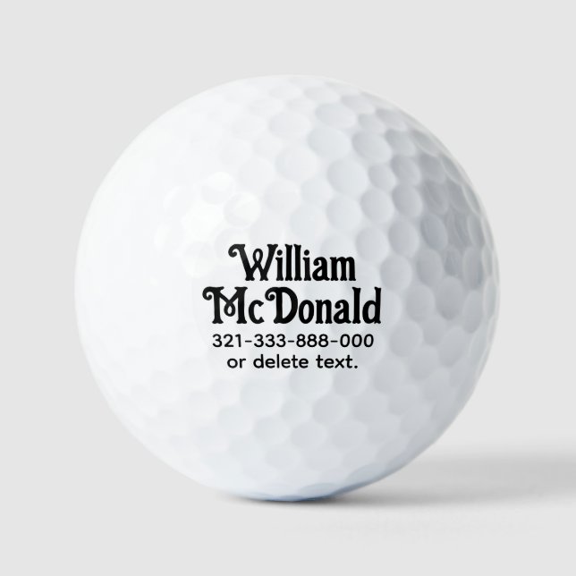Balles de Golf Personnalisées avec Nom Modèle VINT (Recto)