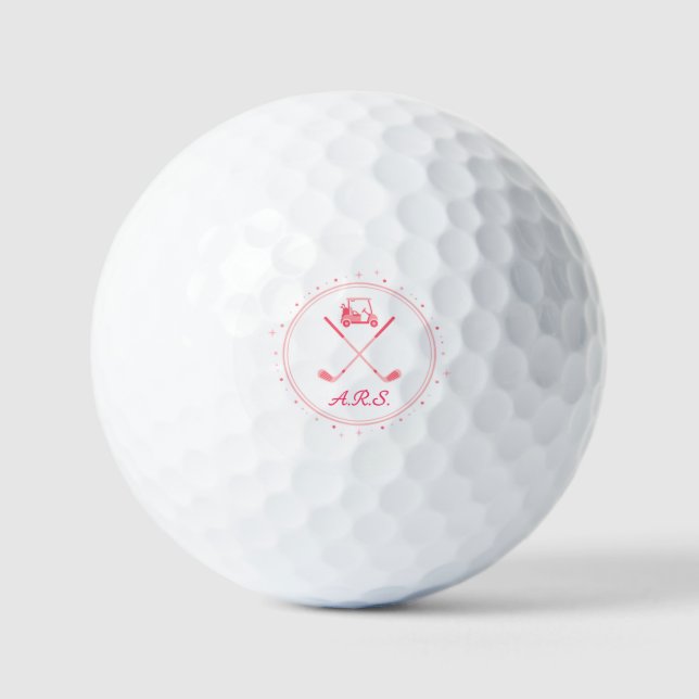Balles de golf personnalisées rose monogramme  (Recto)