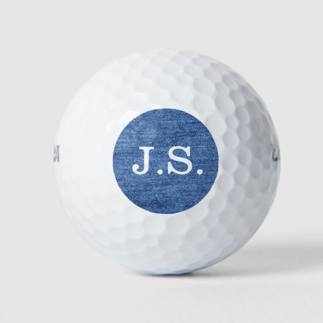 Balles De Golf Personnaliser Bleu Blanc Denim Texture Regarder im (Devant)