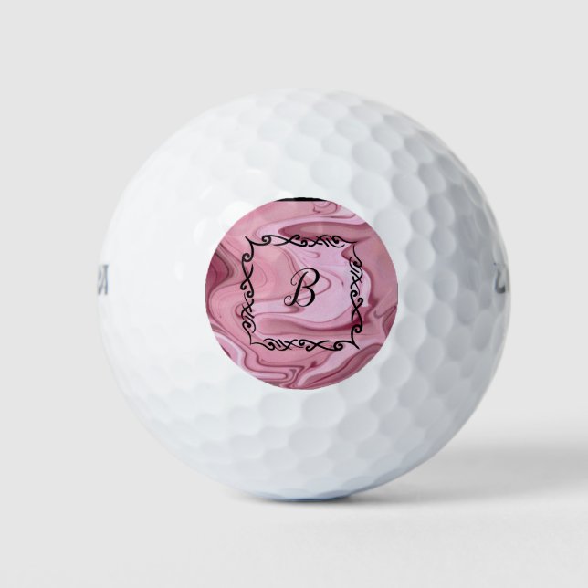 Balles De Golf Personnaliser Monogramme Golf Ball Mauve rose (Devant)