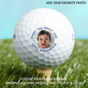 Balles De Golf Photo Bleue Bleue Personnalisée Meilleur Papa Jama