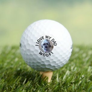 Balles De Golf Photo de chien personnalisé J'aime mon papa Citati