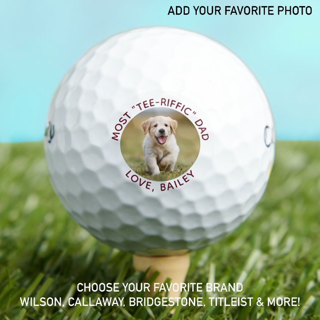 Balles De Golf Photo de chien personnalisée Meilleur papa Jamais  (Créateur téléchargé)