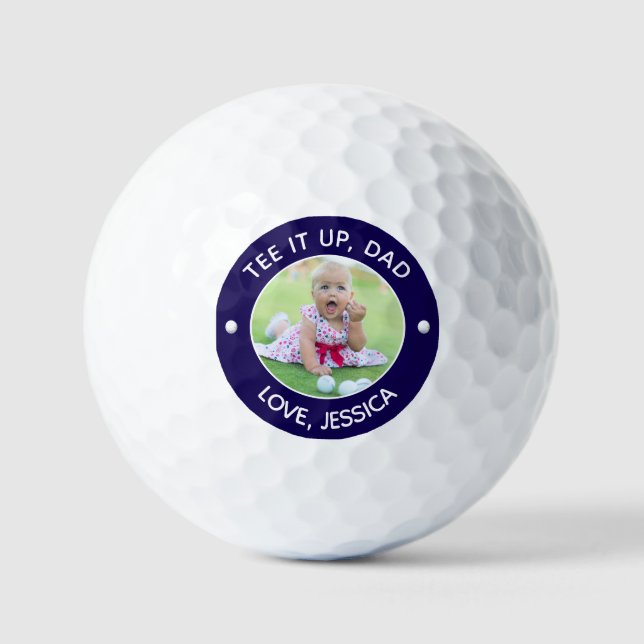 Balles De Golf Photo Enfant Personnalisé Tee It Up Papa Marine Bl (Recto)