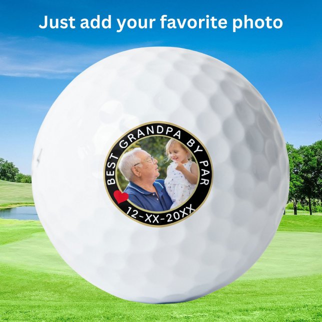 Balles De Golf Photo Famille Meilleur Grand-Père Par Par Date Par (Créateur téléchargé)