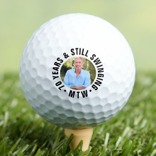 Balles De Golf Photo Monogramme 70e Anniversaire (Monogram Photo 70th Birthday Golf Balls)