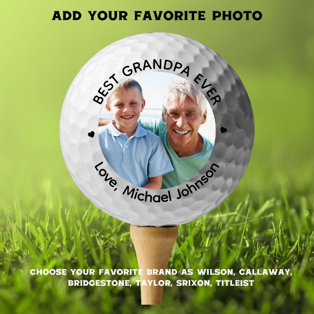 Balles De Golf Photo personnalisée "Best Grandpa Ever" (Personalized "Best Grandpa Ever" Custom Photo Golf Balls)