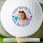 Balles De Golf Photo personnalisée Texte et couleur personnalisés<br><div class="desc">Créez des boules de golf uniques et personnalisées avec votre photo ou un logo et un texte et une couleur personnalisés (en violet) pour les passionnés de golf que vous connaissez. ASSISTANCE : Pour obtenir de l'aide sur la modification ou la personnalisation de la conception, le changement de couleur, le...</div>