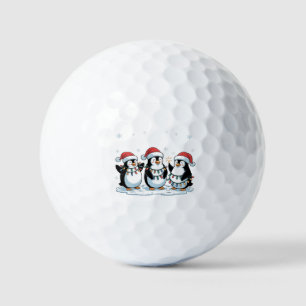 Balles De Golf Pingouin mignon portant le chapeau de Noël Xmas Pi
