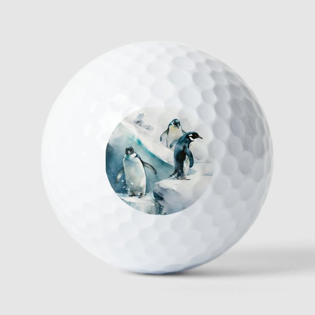 Balles De Golf Pingouins aquarelle joueuse (Recto)
