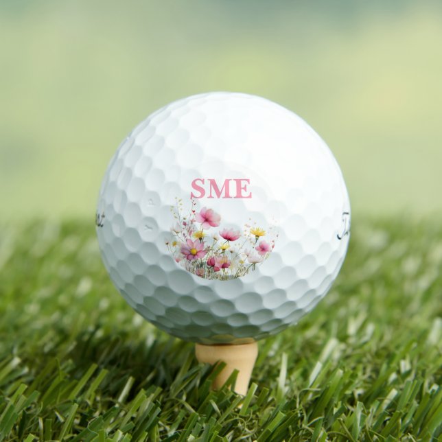 Balles De Golf Pink Floral Monogrammed (T-shirt Insitu)
