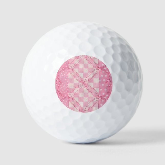 Balles De Golf PINK HEART QUILT Golf Balls (Recto)