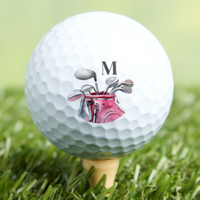 Balles De Golf Pink Initial Monogram (Pink Initial Monogram Golf Balls)