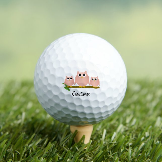 Balles De Golf Pink Owl Design Personalised (T-shirt Insitu)