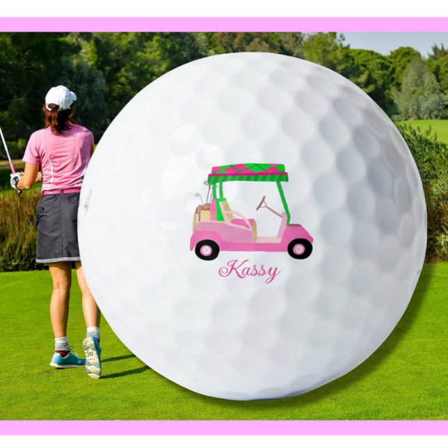 Balles De Golf Pink Personnalisé Golf Club de Panier Nom (Créateur téléchargé)