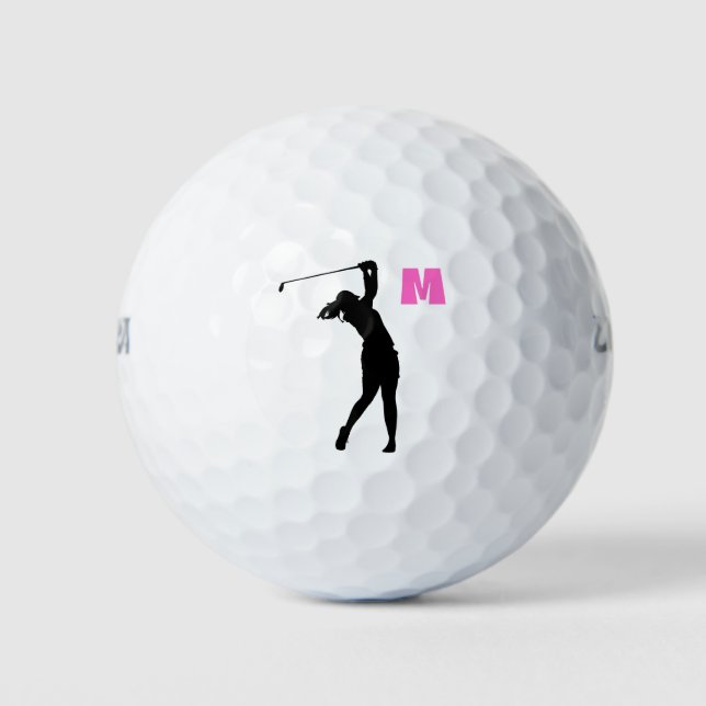 Balles De Golf Pink Personnalisé Monogramme Boules de golf (Devant)